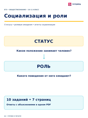 Социализация и роли - ЕГЭ по обществознанию, 10–11 класс