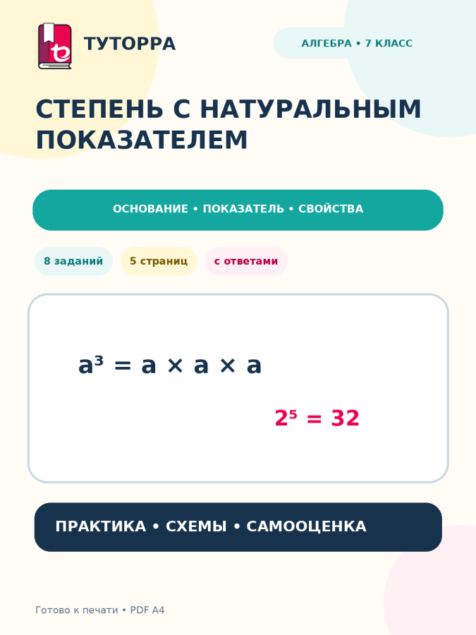 Степень с натуральным показателем: алгебра, 7 класс