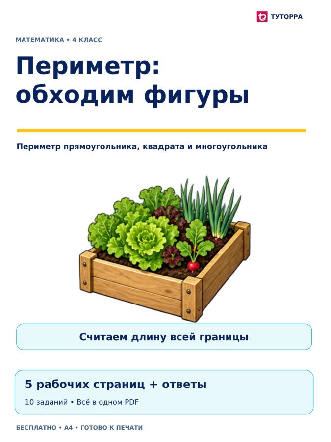 Периметр: обходим фигуры: рабочий лист по математике, 4 класс