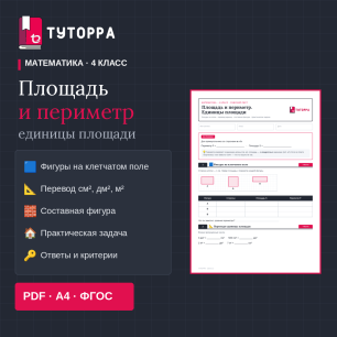 Площадь и периметр 4 класс — рабочий лист с ответами — Математика
