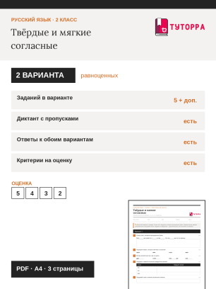 Контрольная работа по русскому языку 2 класс — Твёрдые и мягкие согласные