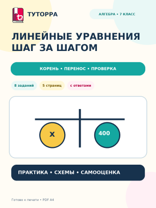 Линейные уравнения шаг за шагом: алгебра, 7 класс