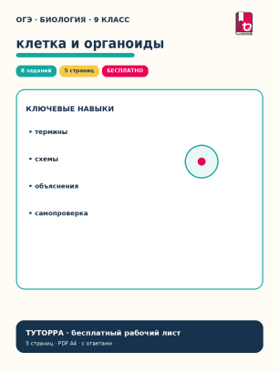 ОГЭ по биологии: клетка и органоиды — рабочий лист, 9 класс
