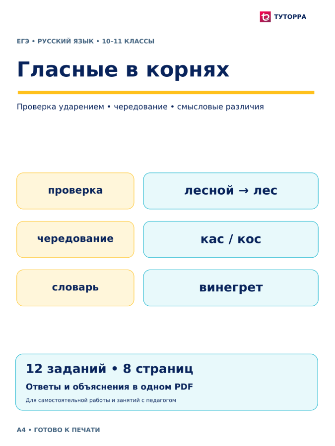 Гласные в корнях — ЕГЭ по русскому языку, 10–11 классы