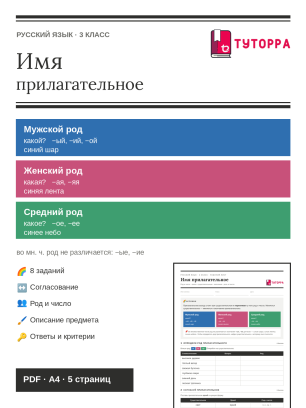 Рабочий лист по русскому языку 3 класс — Имя прилагательное: род и число