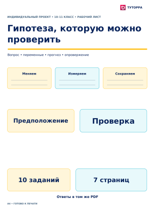Гипотеза, которую можно проверить - рабочий лист по индивидуальному проекту, 10–11 классы