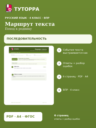 ВПР по русскому языку, 4 класс — Маршрут текста: Поход к роднику