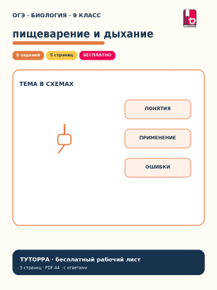 ОГЭ по биологии: пищеварение и дыхание человека — рабочий лист, 9 класс
