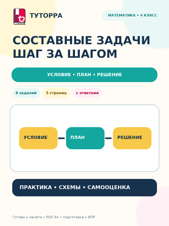 Составные задачи шаг за шагом: математика, 4 класс