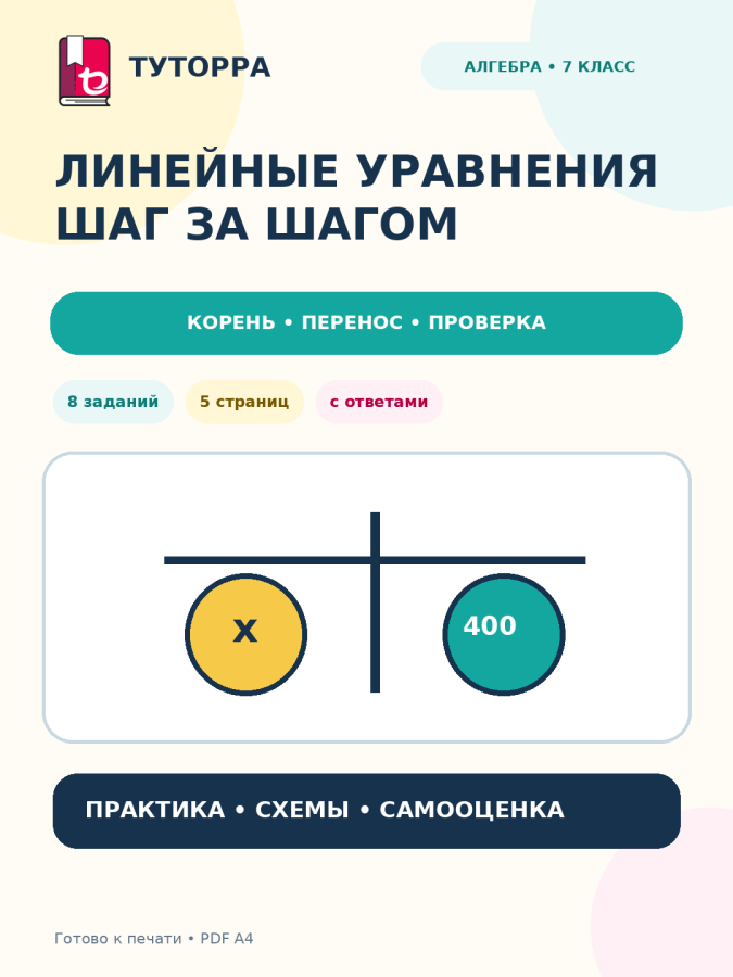 Линейные уравнения шаг за шагом: алгебра, 7 класс