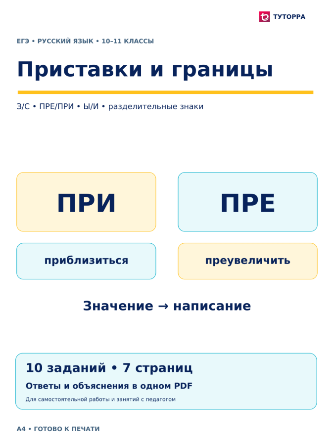 Приставки и границы — ЕГЭ по русскому языку, 10–11 классы