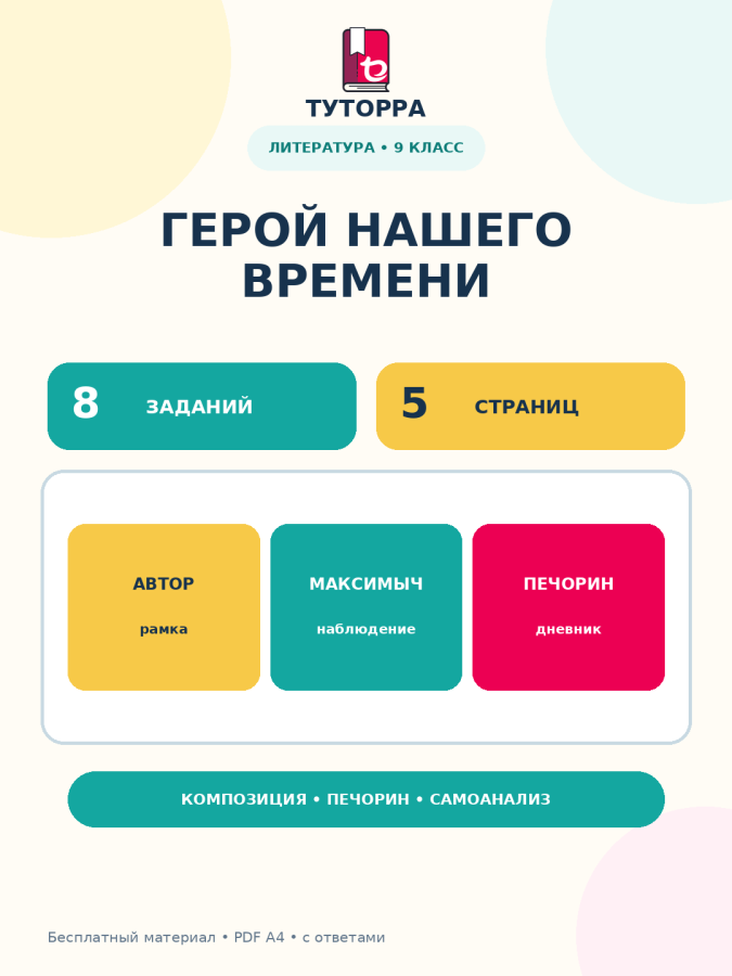 Герой нашего времени: литература, 9 класс