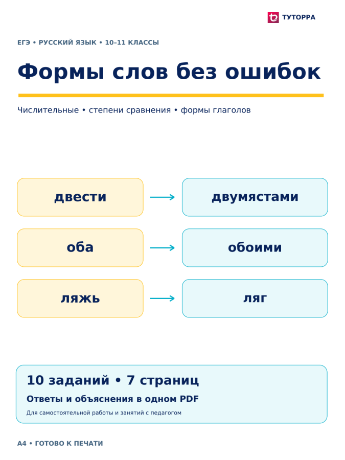Формы слов без ошибок — ЕГЭ по русскому языку, 10–11 классы